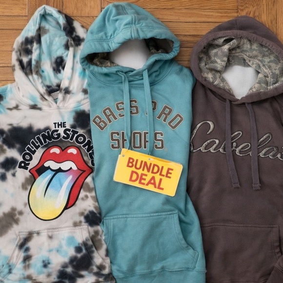 Cabela's Tops - BUNDLE : 3 Graphic Hoodies | Rolling Stones ~ Bass Pro ~ Cabelas | Woman’s Large